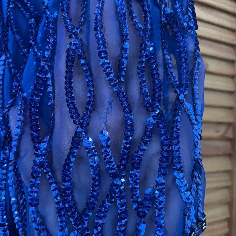 Vintage Sequin Beaded Silk Dress Glam 80s 1980s New Years Eve Holiday - Picture 7 of 12